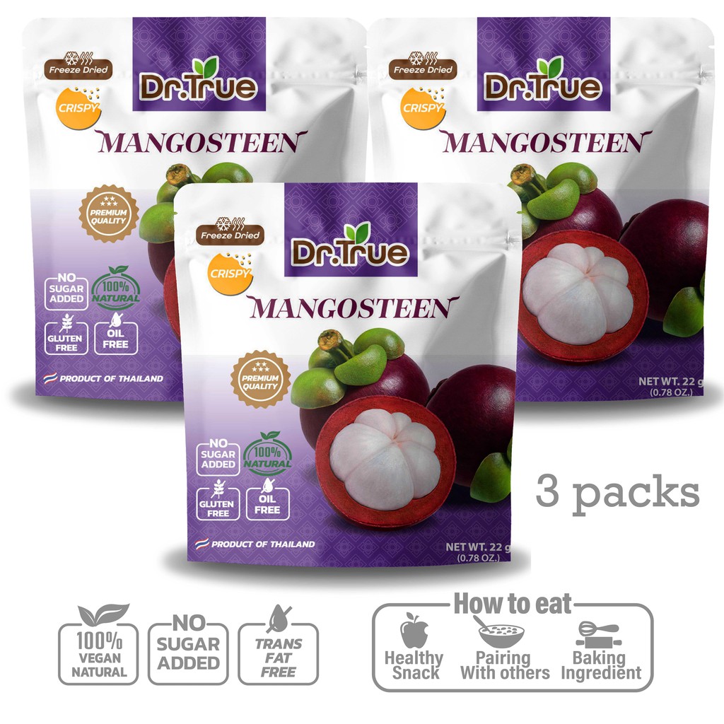 SET 3 ห่อ มังคุด อบกรอบ (Freeze Dried) ไม่มีน้ำมันปราศจากน้ำตาล (คุณภาพส่งออก ระดับพรีเมียม)