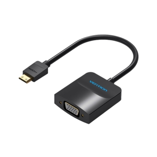 vention mini hdmi to vga adapter male to female 1080 p อะแดปเตอร์แปลงวิดีโอพร้อมสายเคเบิ้ลเสียง 3 . 5 มม. สําหรับกล้อง ultrabooks AGABB