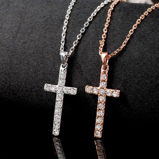 ROXI สร้อยคอ สวยงามด้วยจี้ 18K Rose gold plated/White Gold Plated ไม้กางเขนประดับด้วยคริสตัล รุ่น: GE2030473225b