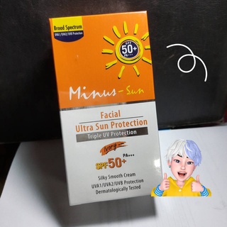 Exp.4/25 Minus Facial Sun Protection SPF 50+ PA+++ Ivory ( สีเนื้อ ) 15 g ครีมกันแดด ไมนัส-ซัน2633