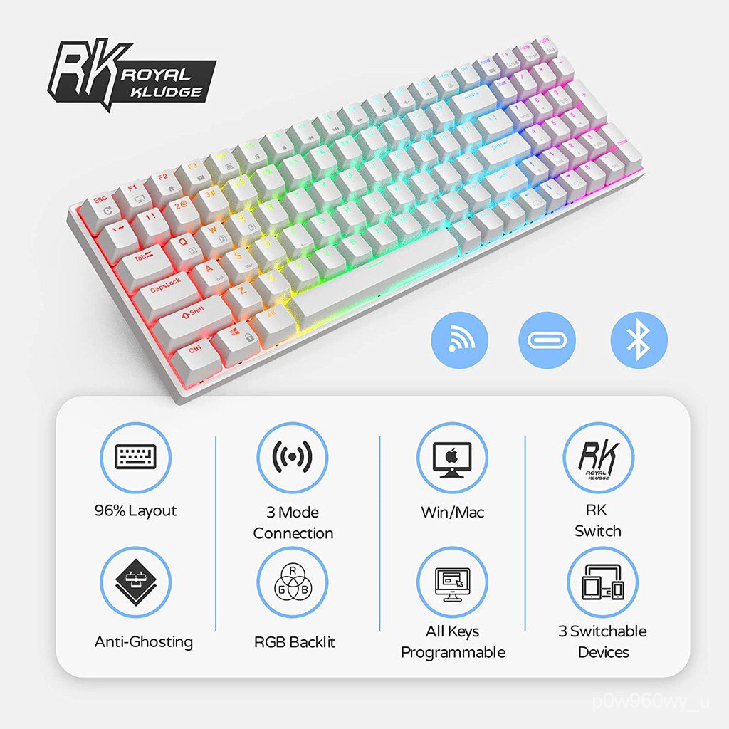 uixL [Stock In ] RK ROYAL KLUDGE RK100 2.4G Wireless/Bluetooth/Wired ...