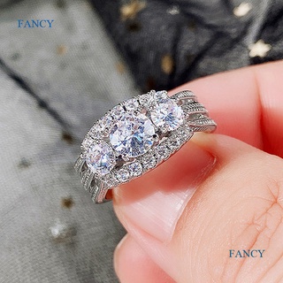 Fancy แหวนหมั้น ประดับเพทาย หรูหรา สําหรับผู้หญิง