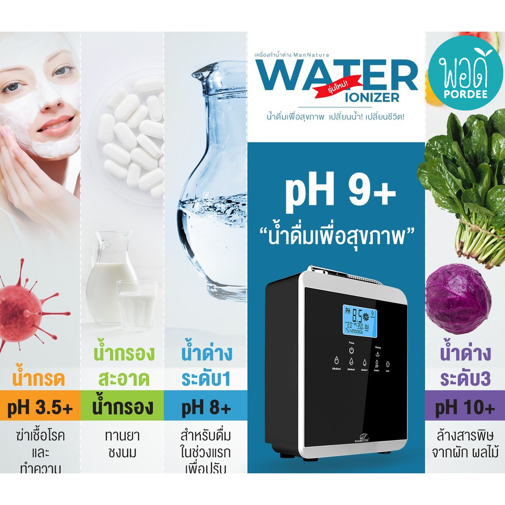 โปรพิเศษ pordee เครื่องทำน้ำด่าง น้ำอัลคาไลน์ Mannature รุ่น S2