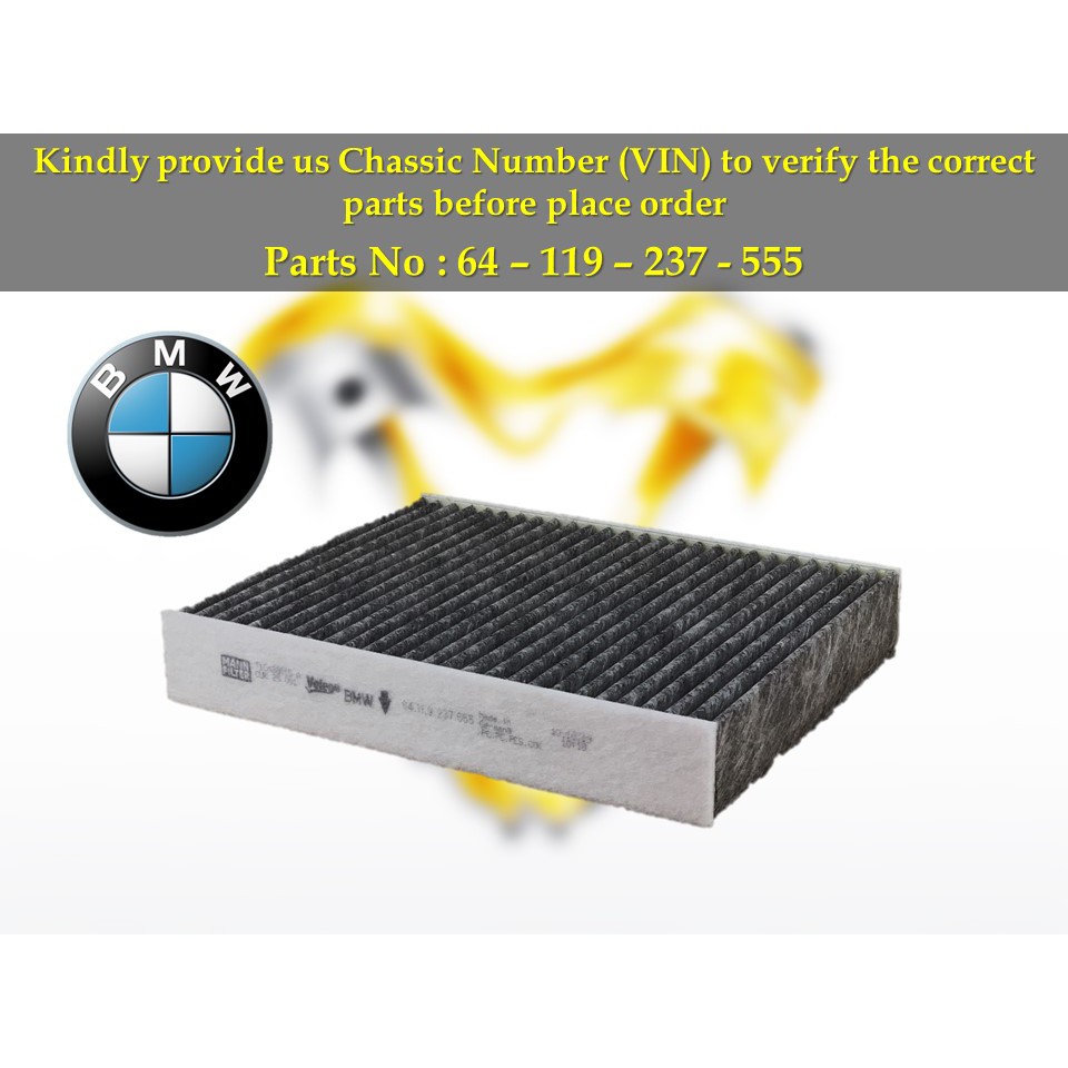 BMW - F22 F30 F80 M3 F82 M4 F87 M2 N20 N47 B46 S55 N55 B48 B58 Aircond Filter กรองแอร์ 64-119-237-55