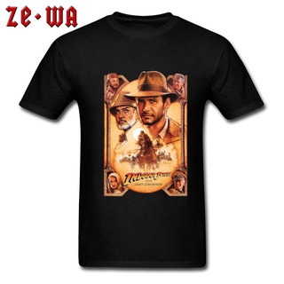 คอลูกเรือGildan เสื้อยืดคอกลม ผ้าฝ้าย 100% พิมพ์ลายโปสเตอร์ภาพยนตร์ Indiana Jones And The Last Crusade สีแดง สไตล์คลาสสิ