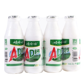 นมแคลเซียมAD  1แพ็ค มี4ขวด พร้อมดื่ม（娃哈哈AD钙奶4瓶）ขวดละ220ml รสชาติหวานอมเปรี้ยว หอมอร่อยกลมกล่อม นม นมเปรี้ยวจีน แคลเซียม