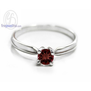 Finejewelthai-แหวนโกเมน-แหวนเงิน-แหวนพลอยแท้-แหวนประจำเดือนเกิด-Garnet-Silver-Ring-R1183gm