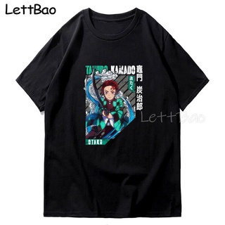 ย้อนยุคเสื้อยืดคอกลม พิมพ์ลาย Demon Slayer Kimetsu No Yaiba Nezuko Tanjiro Kamado สไตล์วินเทจ สําหรับผู้ชายS-5XL