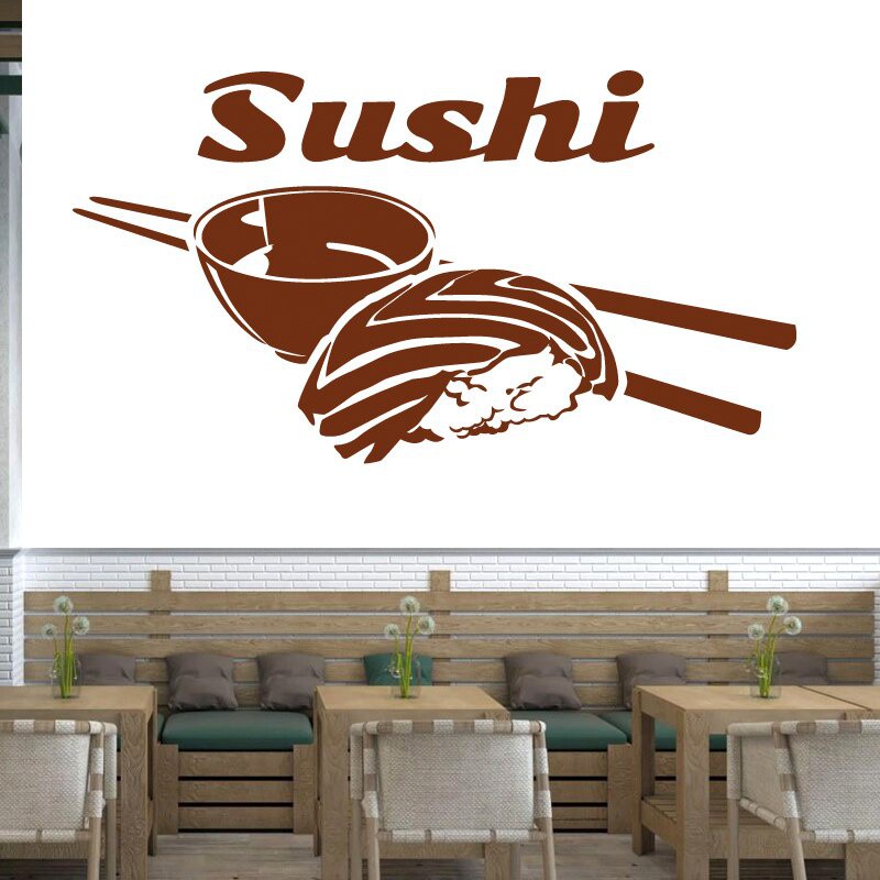 ซูชิบาร์สติ๊กเกอร์ติดผนังร้านอาหารแก้วรูปลอกโปสเตอร์ไวนิลศิลปะตกแต่งภาพจิตรกรรมฝาผนังตกแต่งซูชิ1001