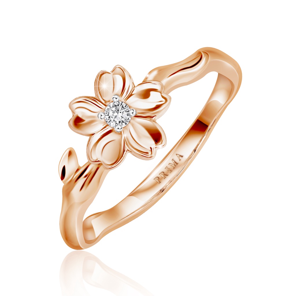 PRIMA แหวนเพชรรูปดอกไม้ ( ซากุระ ) ตัวเรือน 9K สี Rose Gold รหัสสินค้า 991R4744-01