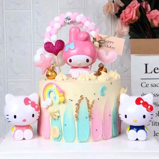 ป้ายท็อปเปอร์ ลายการ์ตูน Melody Hello Kitty สําหรับตกแต่งเค้กวันเกิดเด็ก