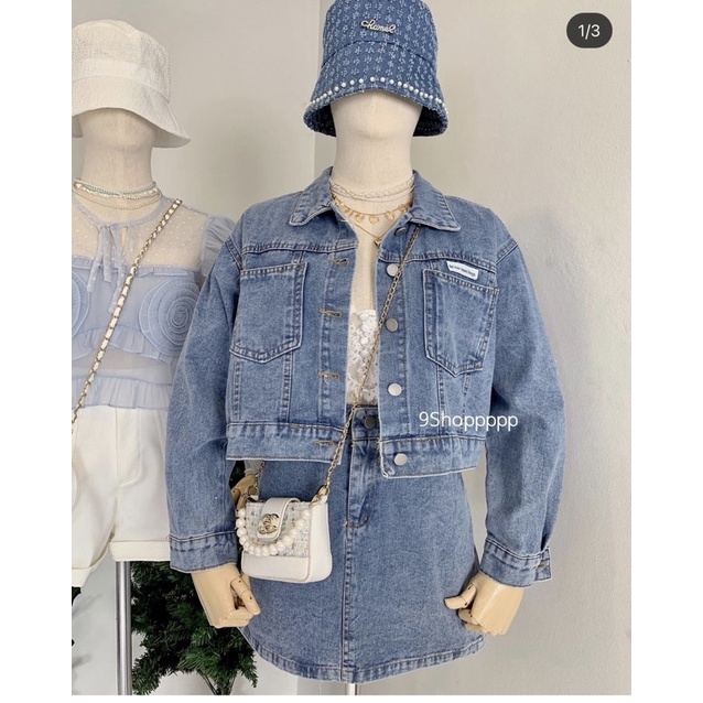 มือ1 เซต เสื้อแจ็คเก็ตยีนส์+กระโปรงยีนส์เอวสูง จากร้าน9shoppppp