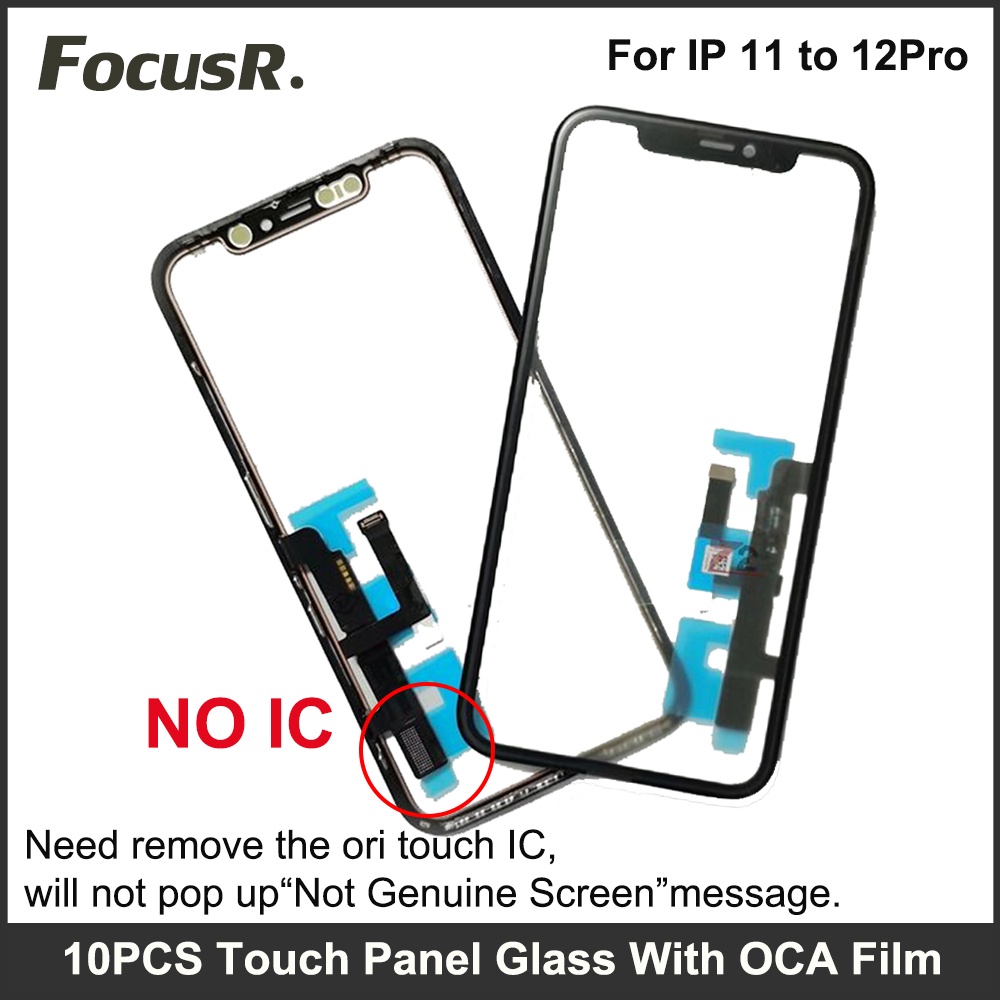 10PCS NO TOUCH IC TP Digitizer Screen Glass With OCA Glue For iPhone 11 12 Pro Max Touch IC Chip Nee