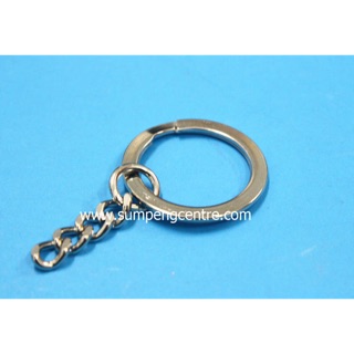 ห่วงพวงกุญแจแบนชุบนิเกิ้ล มีโซ่ KB16/4NK (500 ชิ้น),  Nickel plated flat key rings with chains KB16/4NK (500 pieces)