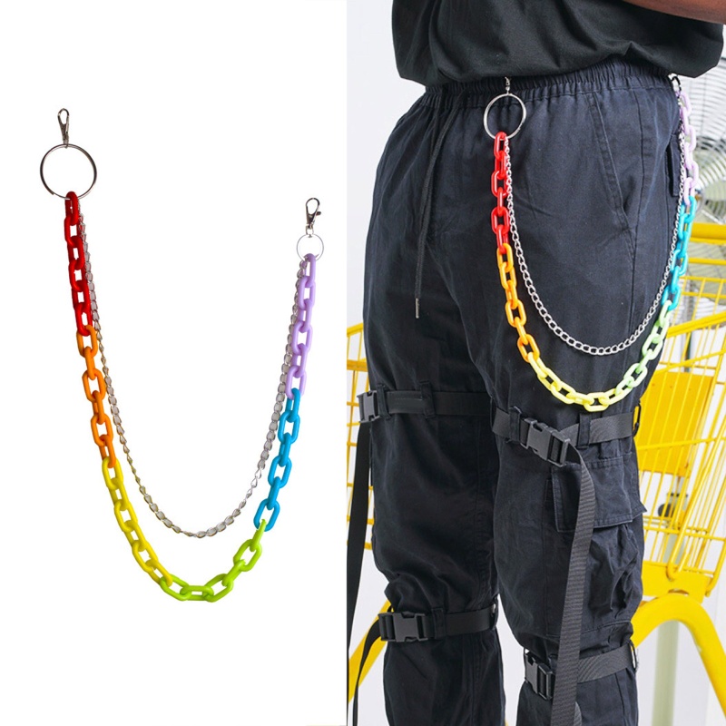 Whi Rainbow Wallet Chains Belt Chain Jean Chain for Men for Key Metal Wallet Chain