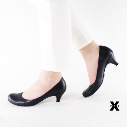 สีดำ X-PAT (1Q753) รองเท้าคัชชูหัวมน