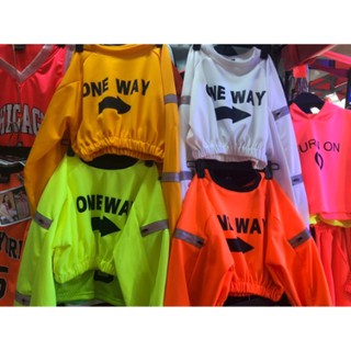 เสื้อแขนผ่า เปิดซิปได้ แถบรีเฟลก งานสวยมาก พร้อมส่งจ้า (Nick)สกรีน one way💚