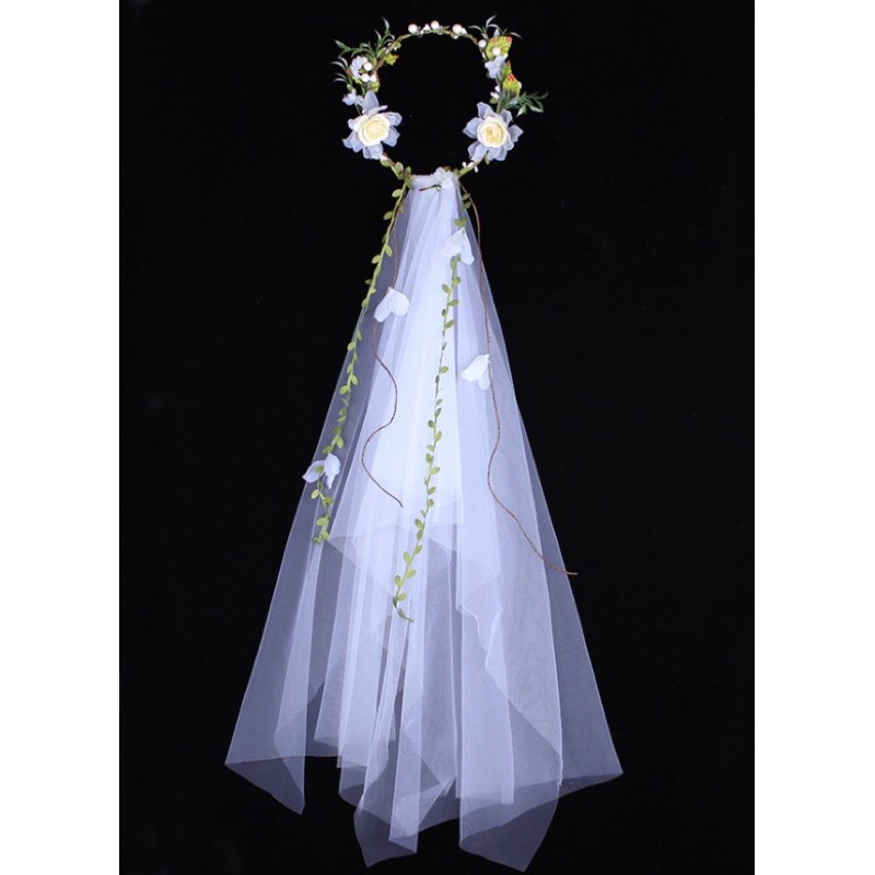 Veil.No15 มงกุฎดอกไม้ความยาว 84 cm