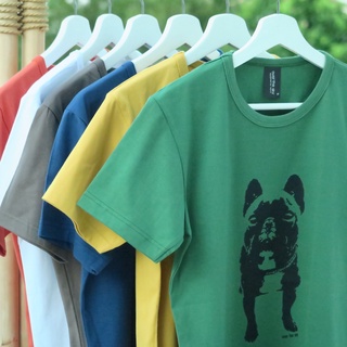 over the sky T-shirt กราฟฟิค เสื้อยืดคอกลม - หมา เฟรนช์ บูลด็อก ปั๊ก Bulldog