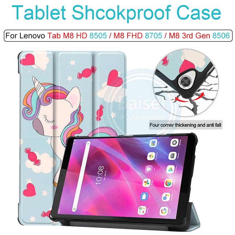 เคสแท็บเล็ตหนัง Pu แบบตั้งได้พับได้สําหรับ Lenovo Tab M8 3Rd Gen M8 Fhd 8705 M8 Hd 8505 F