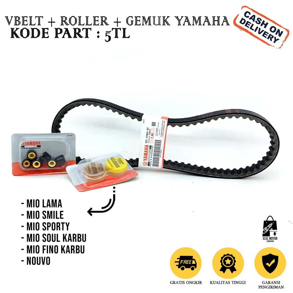 Mio Vanbelt + ลูกกลิ้ง + จาระบี Yamaha | Yamaha Mio Sporty V-Belt | เข็มขัดรถตู้มีโอตัวเก่า | มิโอะ 