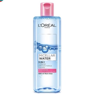 LOREAL Micellar Water 3 In 1 Moisturizing ลอรีอัล ปารีส ไมเซลล่า วอเตอร์ มอยซ์เจอร์ไรซิ่ง 400 Ml