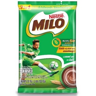 MILO 3in1 ไมโล 3อิน1 สูตรน้ำตาลน้อย แพ็ค 5 ซอง เครื่องดื่มช็อคโกแลตประกอบด้วยโปรโตมอลต์