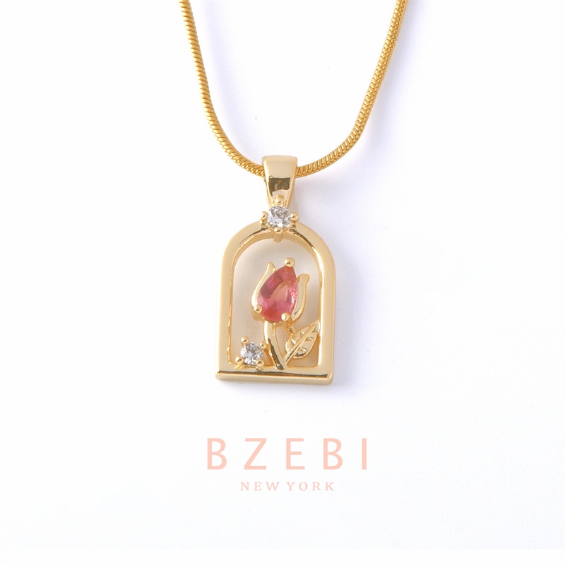 Bzebi สร้อยคอทองคํา 18k ไทเทเนียม จี้เพชร ป้องกันสนิม เครื่องประดับแฟชั่น สําหรับผู้หญิง สไตล์เกาหลี ของขวัญวันเกิด พร้อมกล่องพิเศษ 19n
