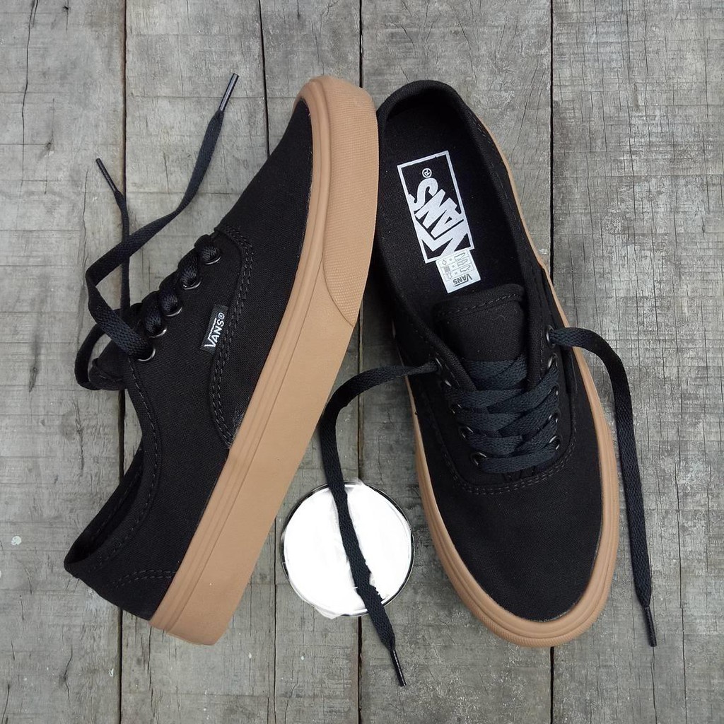 Vans72 Authentic Mono Black Gum Chocolate Van_s Original Premium Shoes ไซส์ 39-43 + ของขวัญฟรี