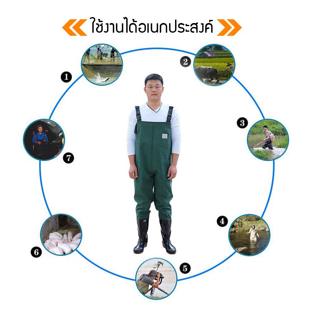 ERORO ชุดเอี๊ยมกันน้ำ PVC พร้อมรองเท้าบู๊ท สำหรับทำสวนทำนา กางเกงบูทกันน้ำ
