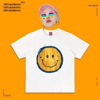 เสื้อยืดผ้าฝ้ายพิมพ์ลายแฟชั่นเสื้อยืดแขนสั้น พิมพ์ลาย Justin Bieber Evil Smiley แบบสร้างสรรค์