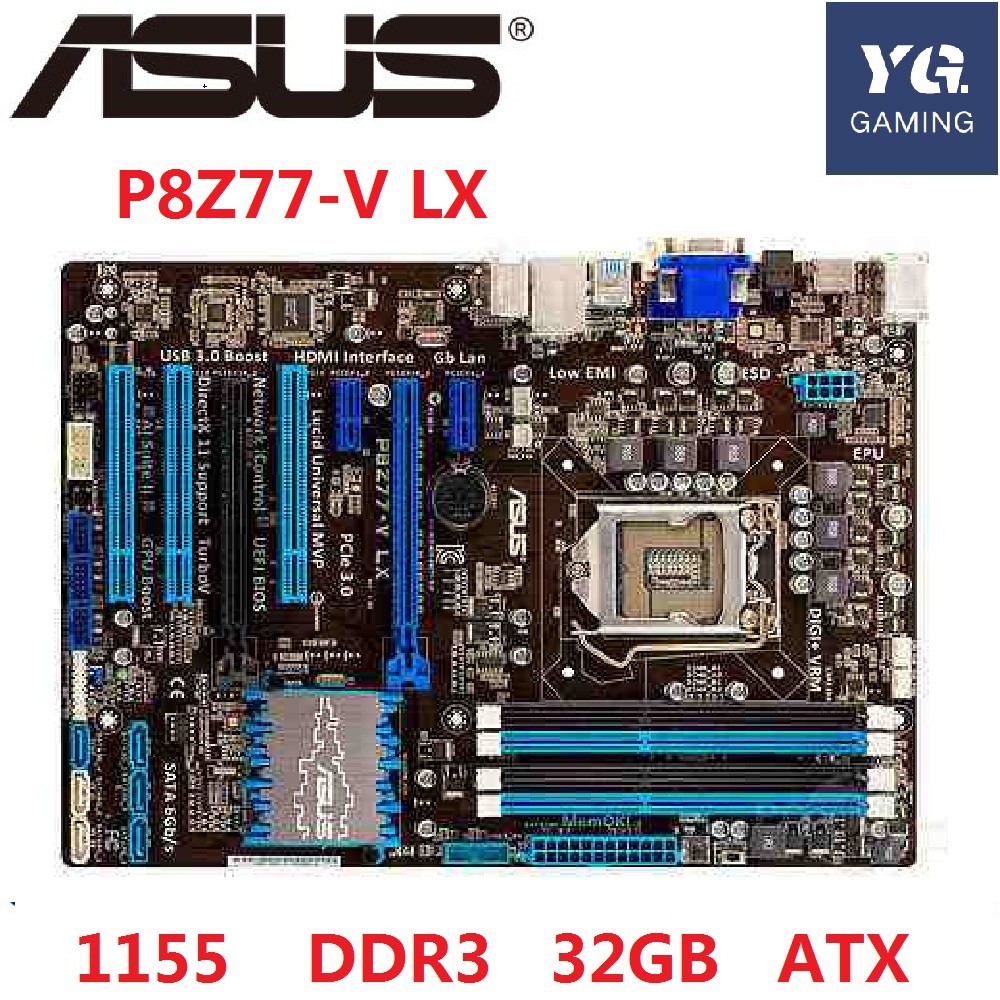 เมนบอร์ด P8Z77-V LX DDR3 LGA 1155 32GB สําหรับ I3 I5 I7 CPU Z77 เมนบอร์ดเดสก์ท็อป