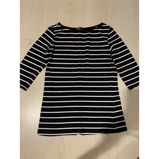 [Used] เสื้อ Forever21 ผ้าคอตต้อน เสื้อดขนยาว เสื้อครอป ลายทาง ลายขวาง เสื้อลาย strip นุ่มมาก Size S