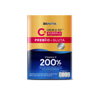 โปรโมชั่น Flash Sale : Zeavita Immu 10 Vit C 200% Prebiotics + Gluta (30ซองx1กล่อง) ซีวิต้า อิมมู10 วิตามินซี 200% พรีไบโอติกส์ + กลูต้า