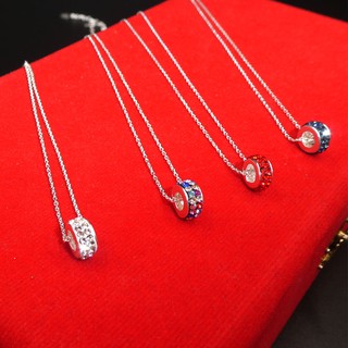 🎁 สร้อยคอเงินแท้925 จี้พลอยวงล้อ พลอยswarovski  (ปรับขนาดได้) เหมาะกับสาวๆ เกาหลีสุดๆ ใส่ได้ในทุกโอกาส