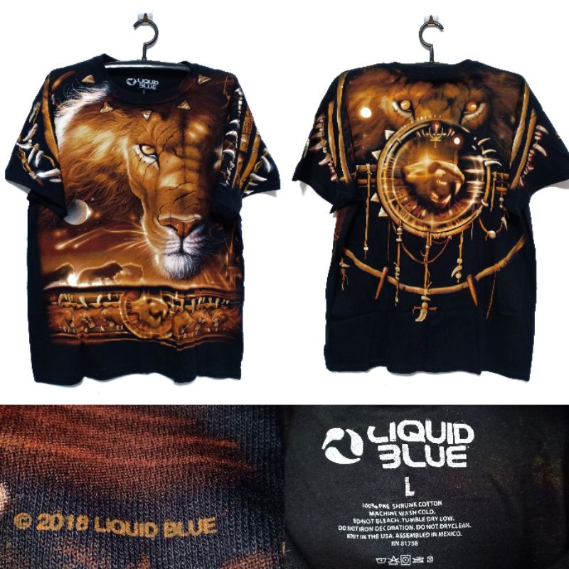 เสื้อ Liquid Blue ลาย Tribal Lion สินค้าลิขสิทธิ์แท้ มือ1 ป้าย สกรีนคอ Liquid Blue