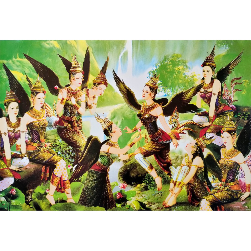 โปสเตอร์ รูปวาด กินรี วรรณคดีไทย Women Literature Kinnaree Manora POSTER 24”X35” นิ้ว Painting Siam 