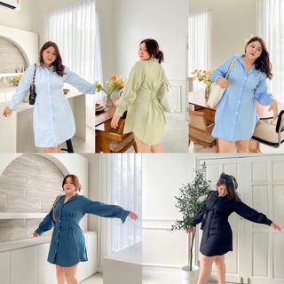 Zoey Shirt dress   เดรสเชิ้ตเข้าเอว - merrychubbyhouse