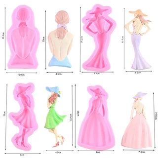 สาวสวยแม่พิมพ์ซิลิโคน DIY Party Fondant เค้กตกแต่งเครื่องมือ Candy Clay ช็อกโกแลต Gumpaste Mould ครัวเบเกอรี่ Moulds