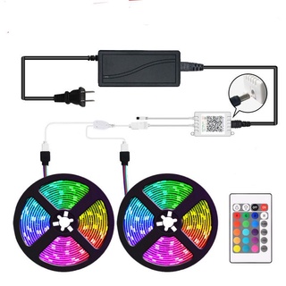 LED Strip light ชุดไฟ LED รุ่น5050 RGB ชนิดสลับสี พร้อมรีโมทย์ และAdapter 12W 5 เมตร สินค้ารับประกัน 1 เดือน