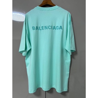 BALENCIAGA NEON BACK LOGO PRINT T-SHIRT เสื้อยืดคอกลมแขนสั้น แบรนด์บาลองเซียก้า สกรีนตัวหนังสือโลโก้ด้านหลัง