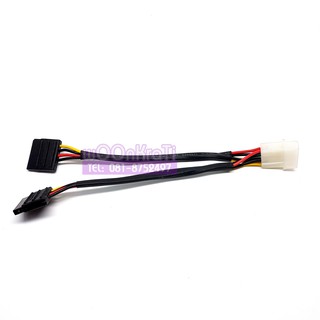 สายแปลง Molex 4pin Male to 2x SATA Power 15pin Female Y-Splitter Adapter Converter Cable พร้อมปลอกหุ้มสายไฟ