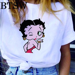 Zw เสื้อยืดแขนสั้นพิมพ์ลายการ์ตูน Meme Betty Boop สําหรับผู้หญิง