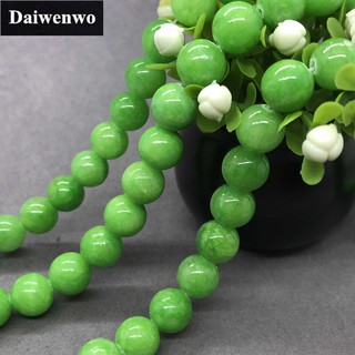 Green Yellow Jade Chalcedony Beads สีเขียวสีเหลืองหยกโมราลูกปัดหินรอบ 4-12 มิลลิเมตรพลอยหลวม Spacer DIY