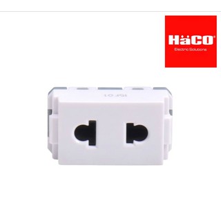 เต้ารับ 2ขาเดี่ยวพร้อมม่านนิรภัย HACO รุ่น SWIFT H40-R121 กำลัง 16 แอมป์ 250 โวลต์ ขนาด 23 มม. สีขาว