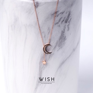 WISH028 - Moon &amp; Star สร้อยคอเกรพรีเมี่ยม ไม่ลอก ไม่ดำ