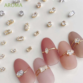 Aroma ชุดเครื่องประดับเพชรคริสตัล พลอยเทียม เพทาย รูปหยดน้ํา 3D แวววาว สําหรับตกแต่งเล็บ DIY