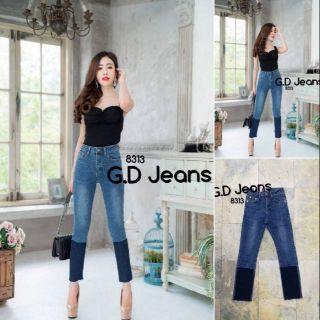 G.D.Jeans รุ่น 8313#กางเกงยีนส์ขายาวผ้ายืดฮ่องกงสีเข้มฟอกสีทูโทนทรงกระบอกเล็ก 💦💦