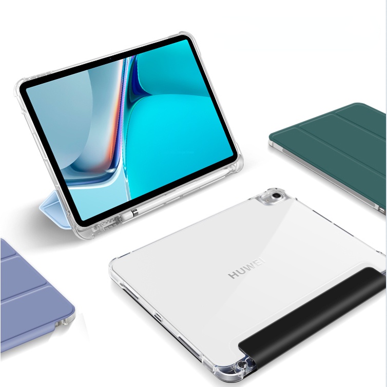 เคสมือถือ TPU แบบนิ่ม พร้อมช่องใส่ปากกา สําหรับ HuaWei MatePad 11 2023 2021 MatePad 10.4 2022 2020 BAH4-W09/ w19 Smart Case V6 M6 MatePad Pro11 10.4 Pro 10.8 11 5G DBY-W09