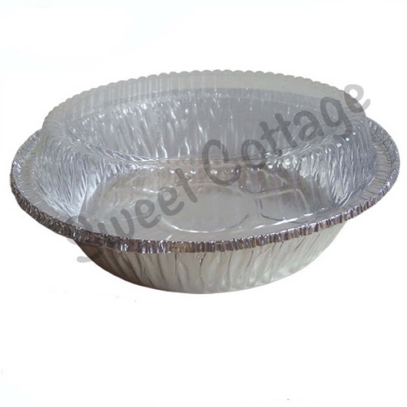 AL-27 125C (10 ชุด) ภาชนะอลูมิเนียมฟอยล์ทรงกลมพร้อมฝาปิดพลาสติก (คล้ายกับ 3427-P) (17.8ซม.)